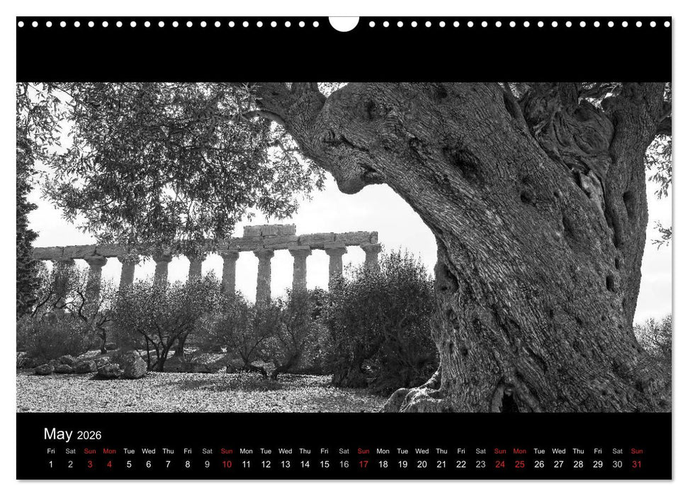 Black and White Sicily (CALVENDO Monthly Calendar 2026)