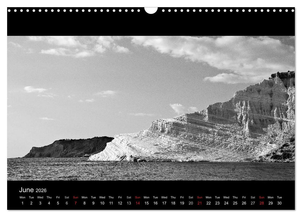 Black and White Sicily (CALVENDO Monthly Calendar 2026)