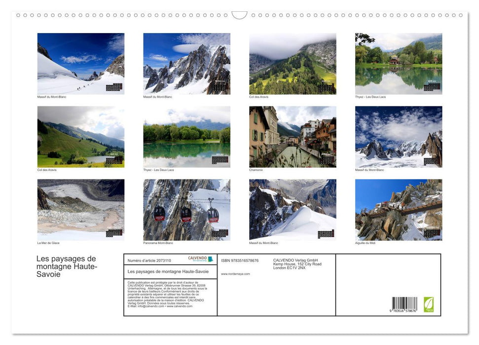 Les paysages de montagne Haute-Savoie (CALVENDO Calendrier mensuel 2026)