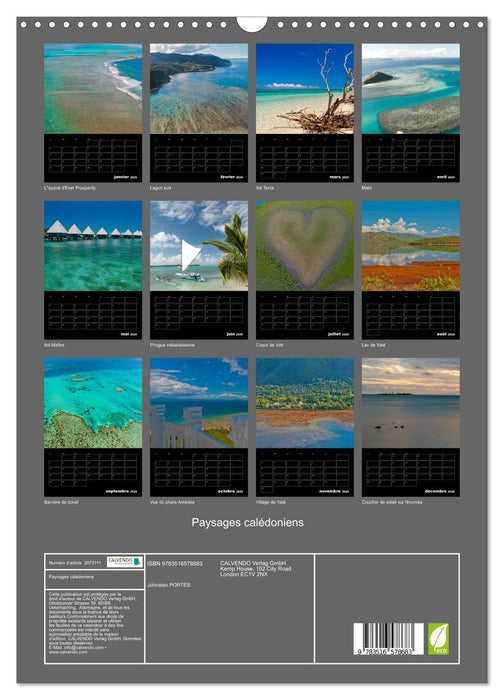 Paysages calédoniens (CALVENDO Calendrier mensuel 2026)