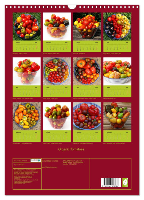 Organic Tomatoes (CALVENDO Monthly Calendar 2026)