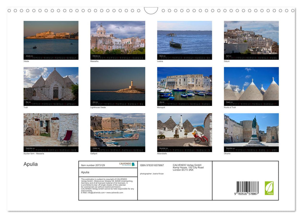 Apulia (CALVENDO Monthly Calendar 2026)