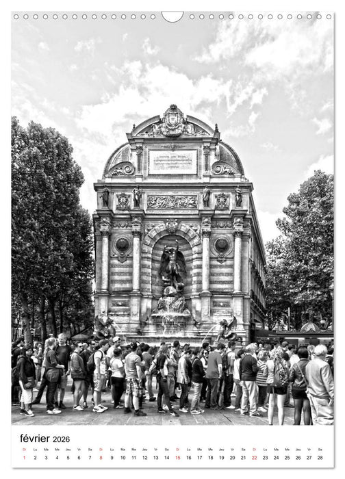 Paris noir blanc (CALVENDO Calendrier mensuel 2026)