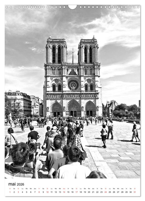 Paris noir blanc (CALVENDO Calendrier mensuel 2026)