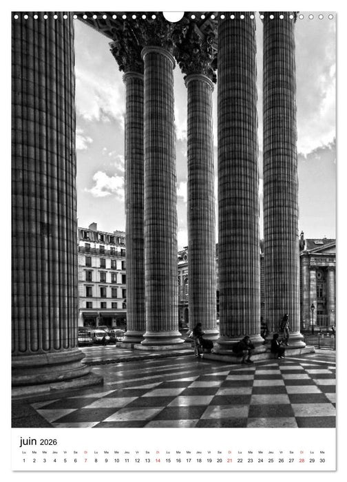 Paris noir blanc (CALVENDO Calendrier mensuel 2026)