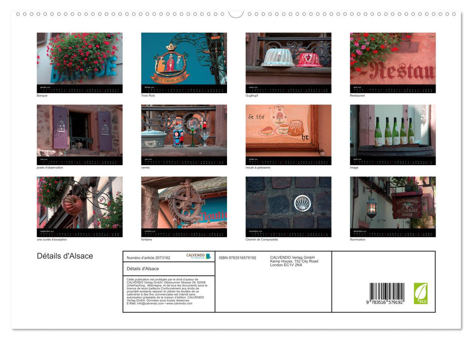 Détails d'Alsace (CALVENDO Calendrier supérieur 2026)