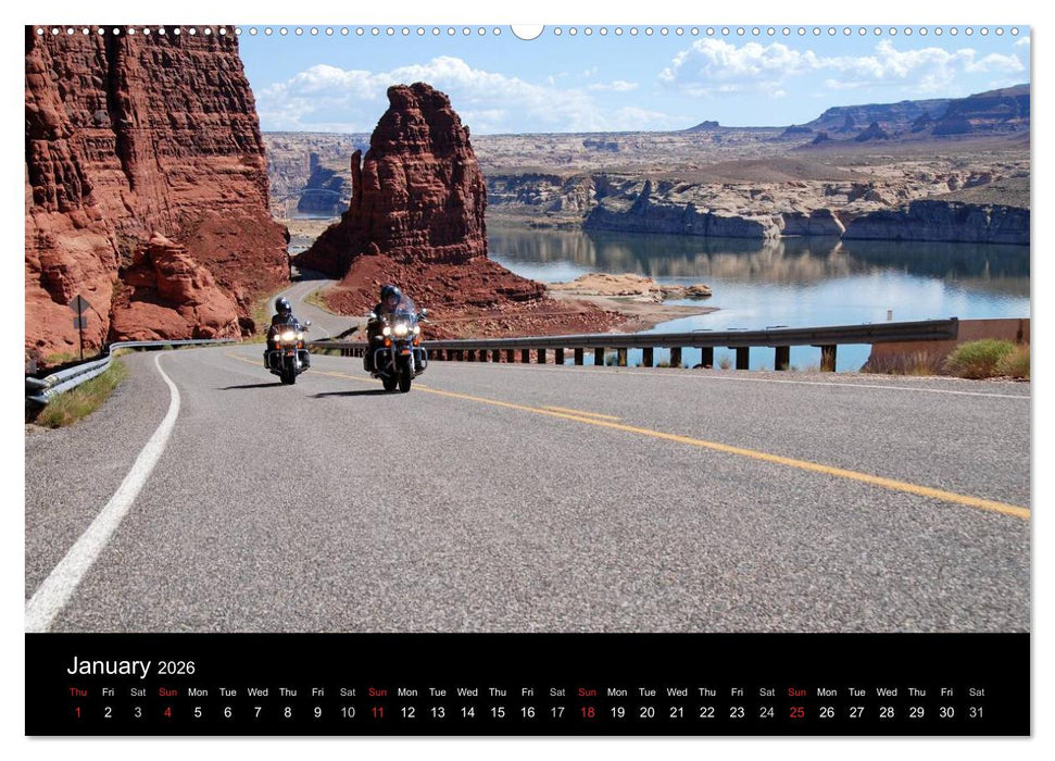 Riding the Wild West - America's Backroads by Motorcycle (CALVENDO Premium-Calendar 2026)