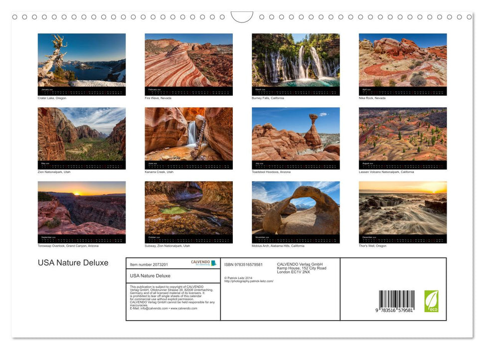 USA Nature Deluxe (CALVENDO Monthly Calendar 2026)