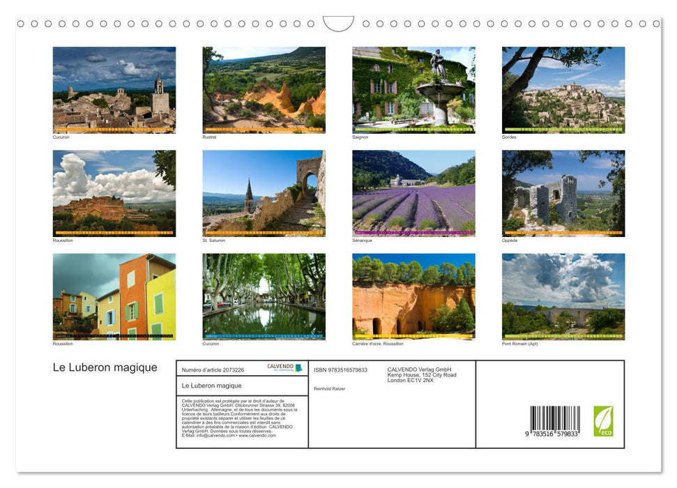 Le Luberon magique (CALVENDO Calendrier mensuel 2026)