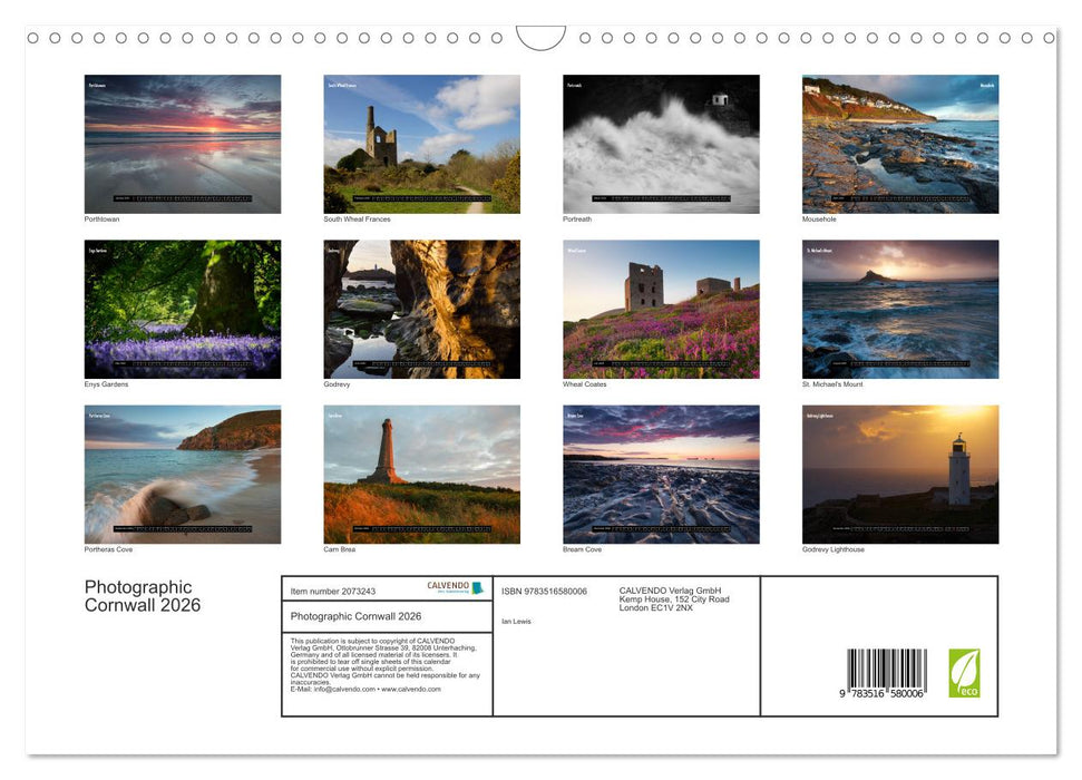 Photographic Cornwall 2026 (CALVENDO Monthly Calendar 2026)