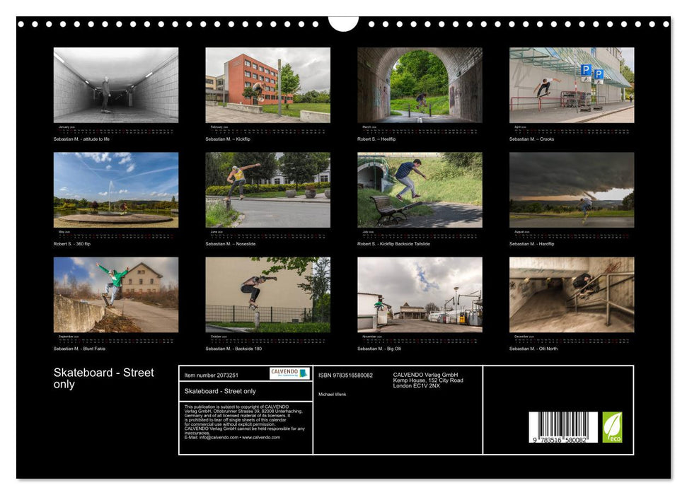 Skateboard - Street only (CALVENDO Monthly Calendar 2026)