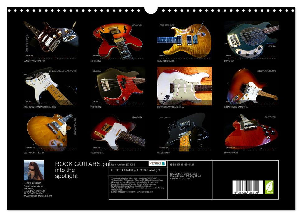 ROCK GUITARS put into the spotlight (CALVENDO Monthly Calendar 2026)