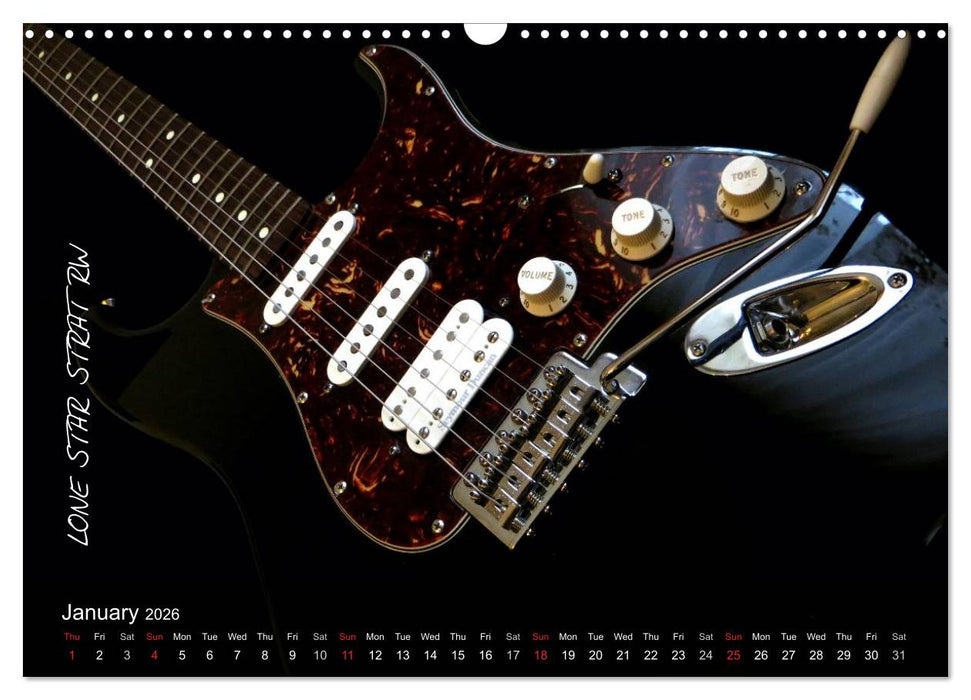 ROCK GUITARS put into the spotlight (CALVENDO Monthly Calendar 2026)