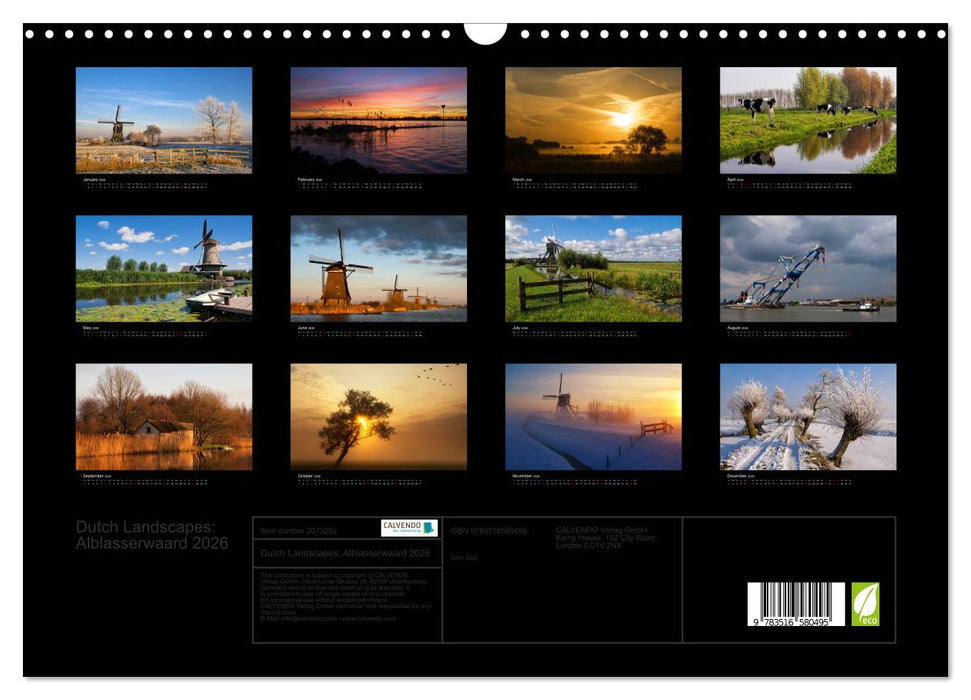 Dutch Landscapes: Alblasserwaard 2026 (CALVENDO Monthly Calendar 2026)