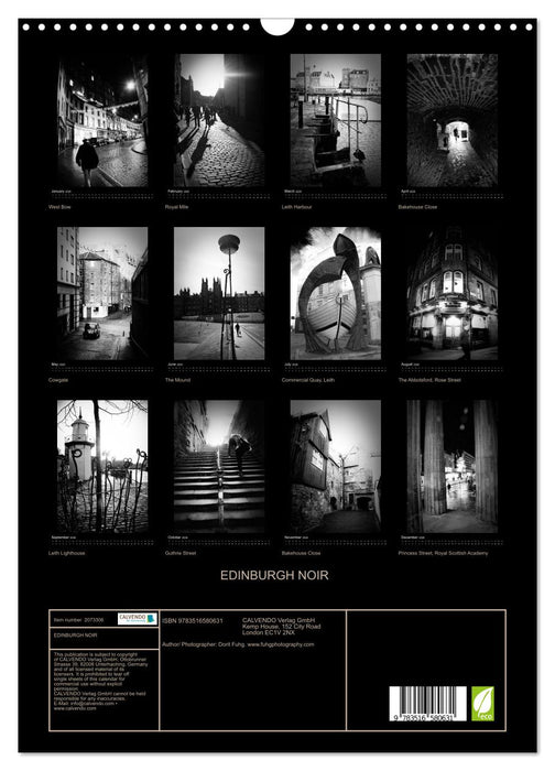EDINBURGH NOIR (CALVENDO Monthly Calendar 2026)