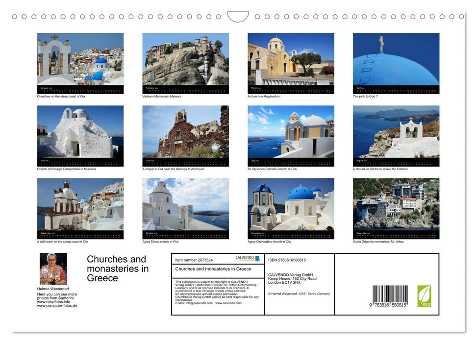 Churches and monasteries in Greece (CALVENDO Monthly Calendar 2026)