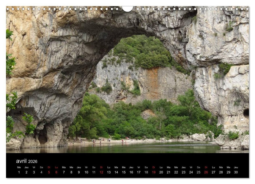 Ardèche - Randonnée & Kayak (CALVENDO Calendrier mensuel 2026)