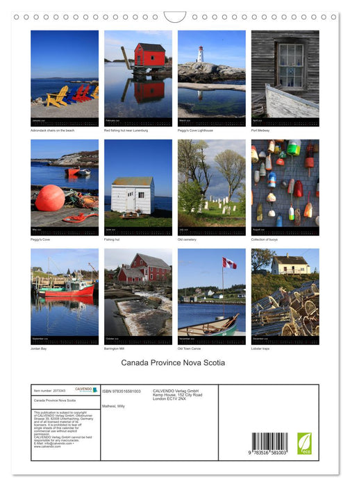 Canada Province Nova Scotia (CALVENDO Monthly Calendar 2026)