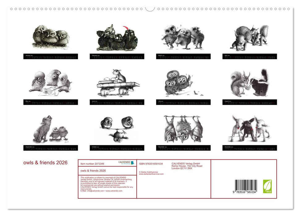 owls & friends 2026 (CALVENDO Premium-Calendar 2026)