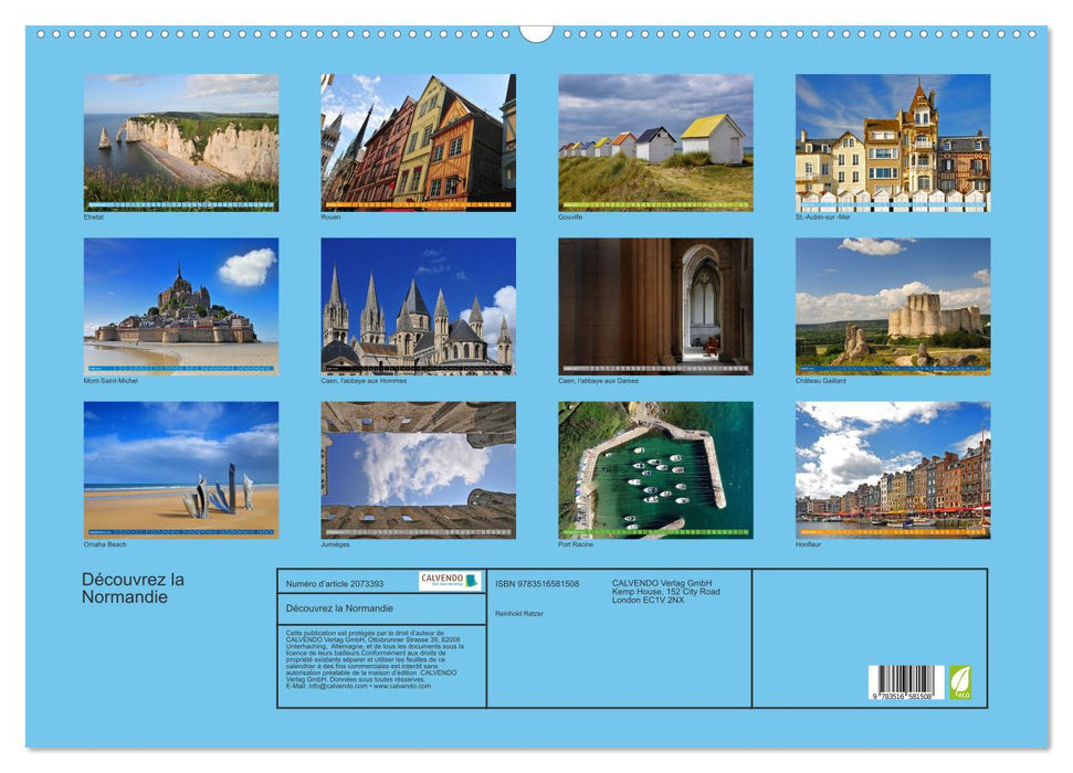 Découvrez la Normandie (CALVENDO Calendrier mensuel 2026)