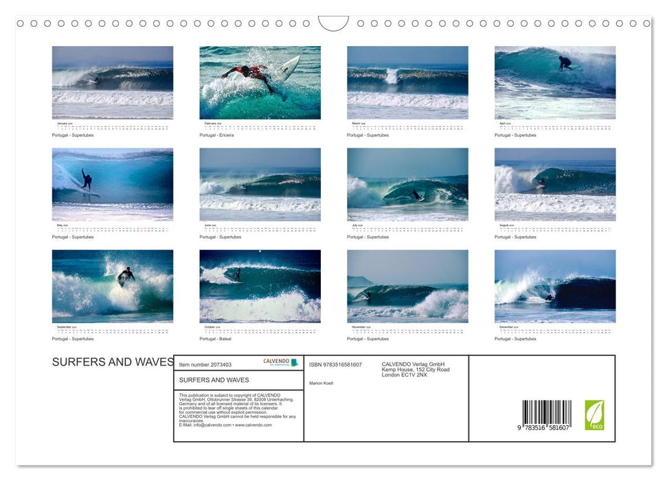 SURFERS AND WAVES (CALVENDO Monthly Calendar 2026)