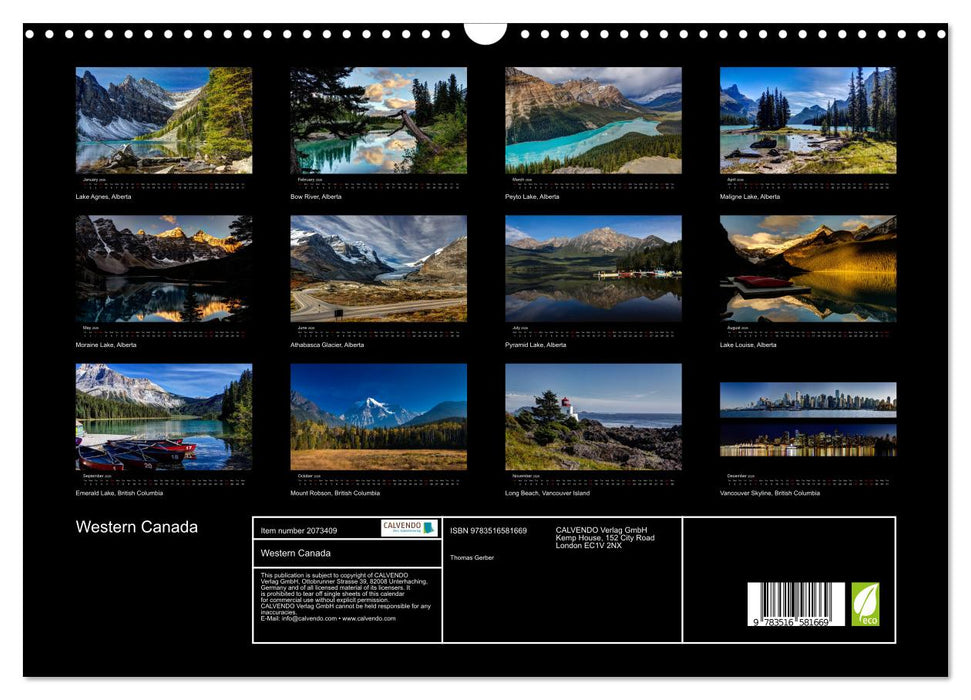 Western Canada (CALVENDO Monthly Calendar 2026)