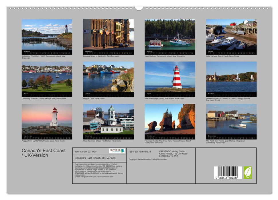 Canada's East Coast / UK-Version (CALVENDO Premium-Calendar 2026)
