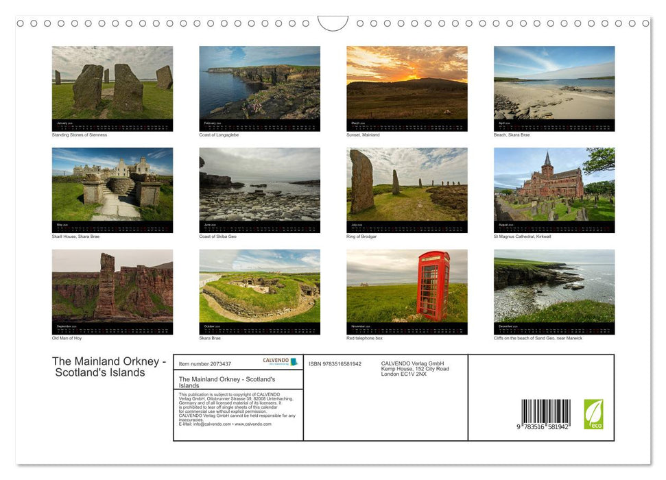 The Mainland Orkney - Scotland's Islands (CALVENDO Monthly Calendar 2026)