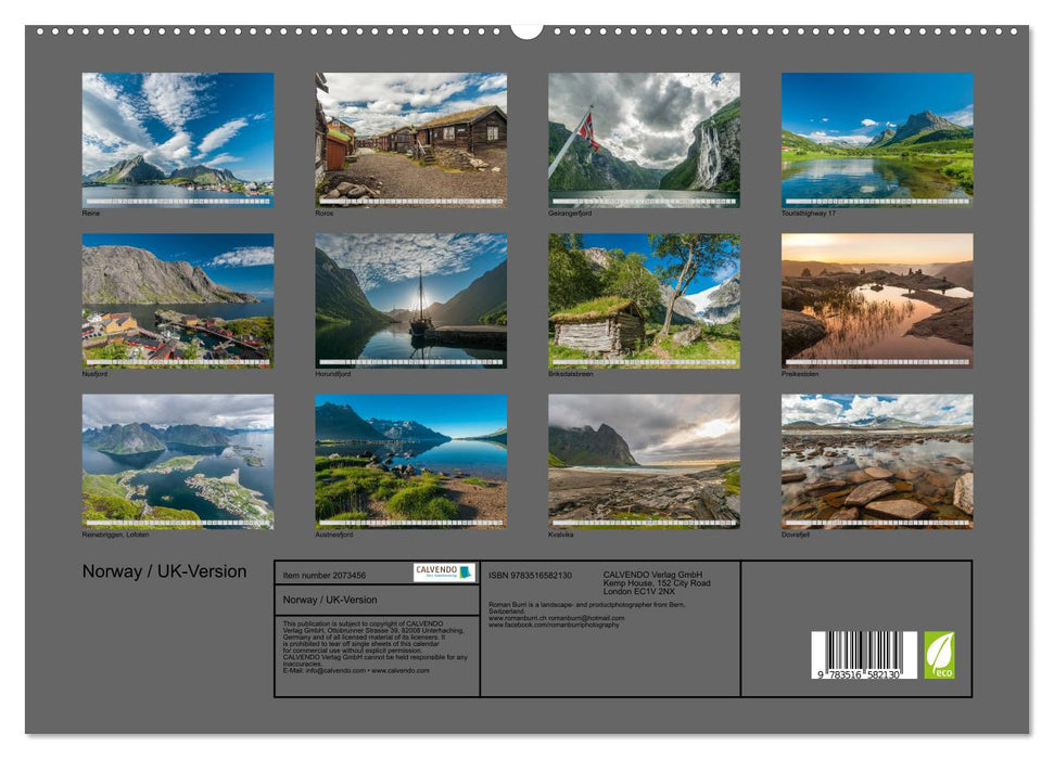 Norway / UK-Version (CALVENDO Premium-Calendar 2026)