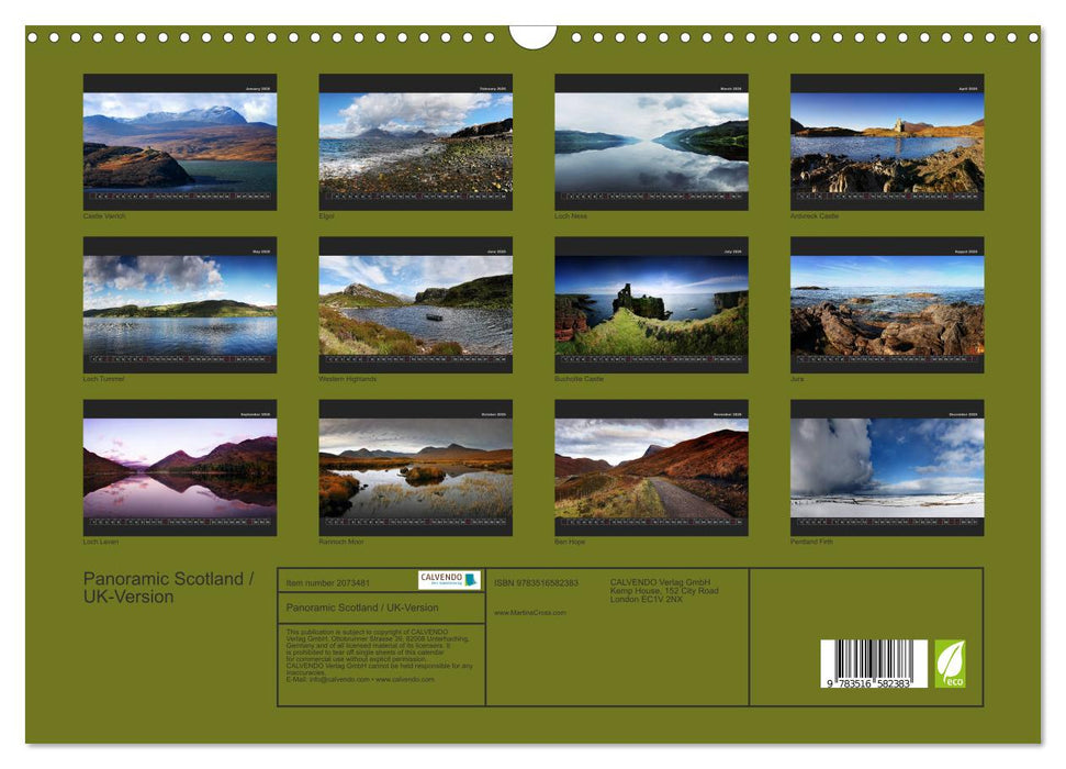 Panoramic Scotland / UK-Version (CALVENDO Monthly Calendar 2026)