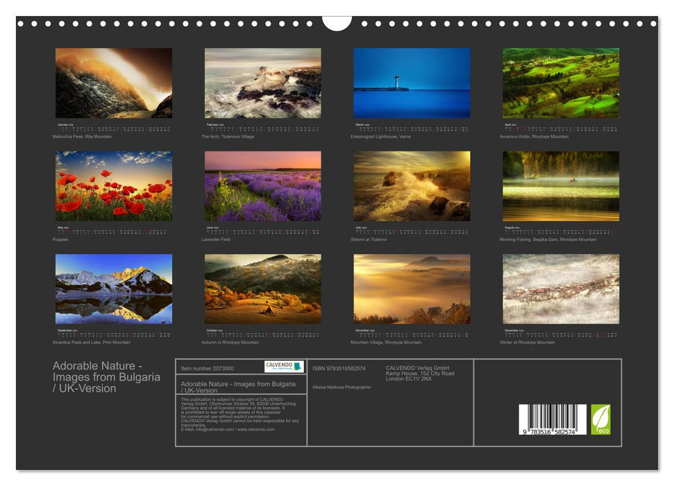 Adorable Nature - Images from Bulgaria / UK-Version (CALVENDO Monthly Calendar 2026)