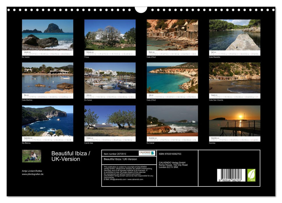 Beautiful Ibiza / UK-Version (CALVENDO Monthly Calendar 2026)