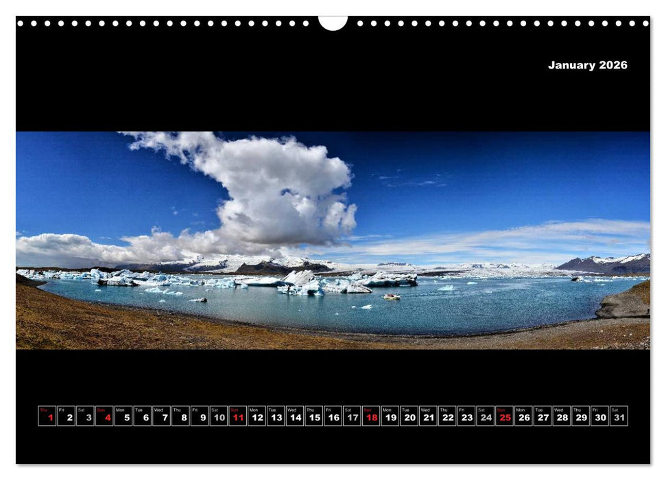Iceland - Panoramic photographies (CALVENDO Monthly Calendar 2026)