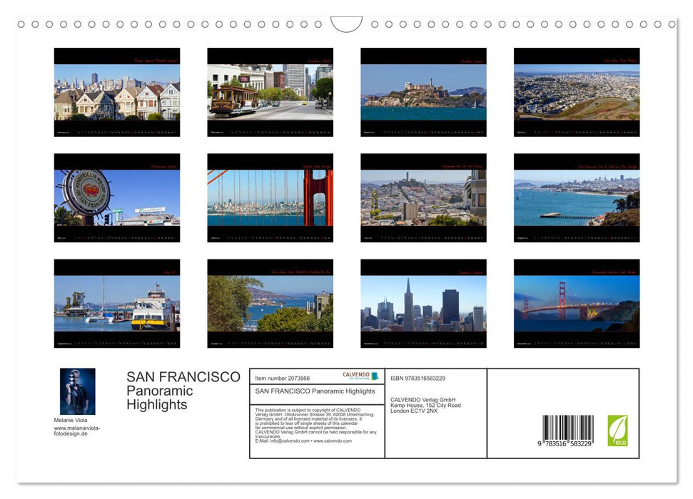 SAN FRANCISCO Panoramic Highlights (CALVENDO Monthly Calendar 2026)