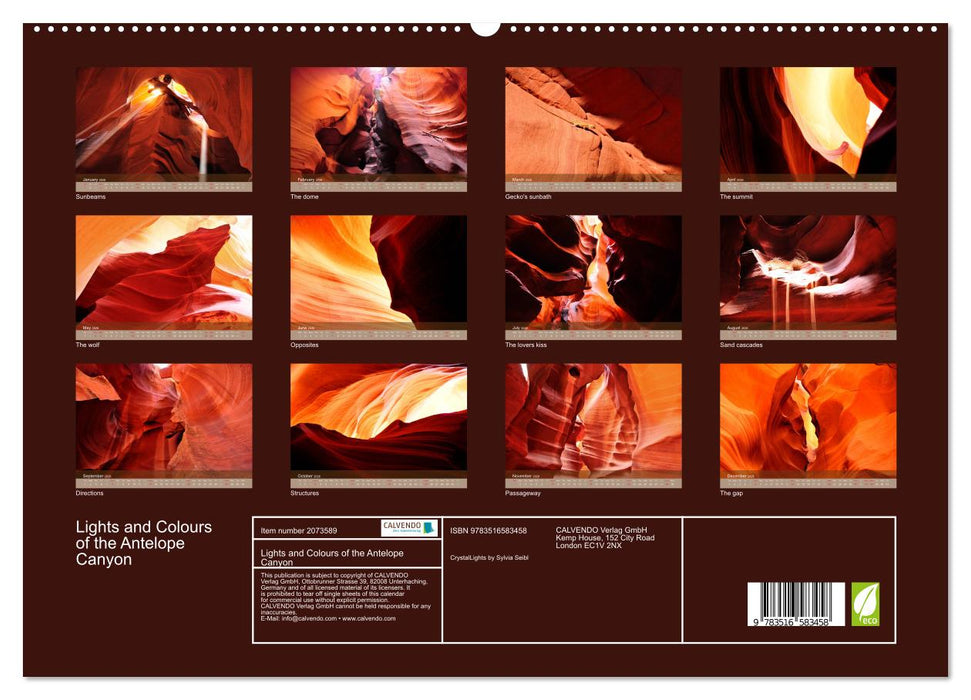 Lights and Colours of the Antelope Canyon (CALVENDO Premium-Calendar 2026)