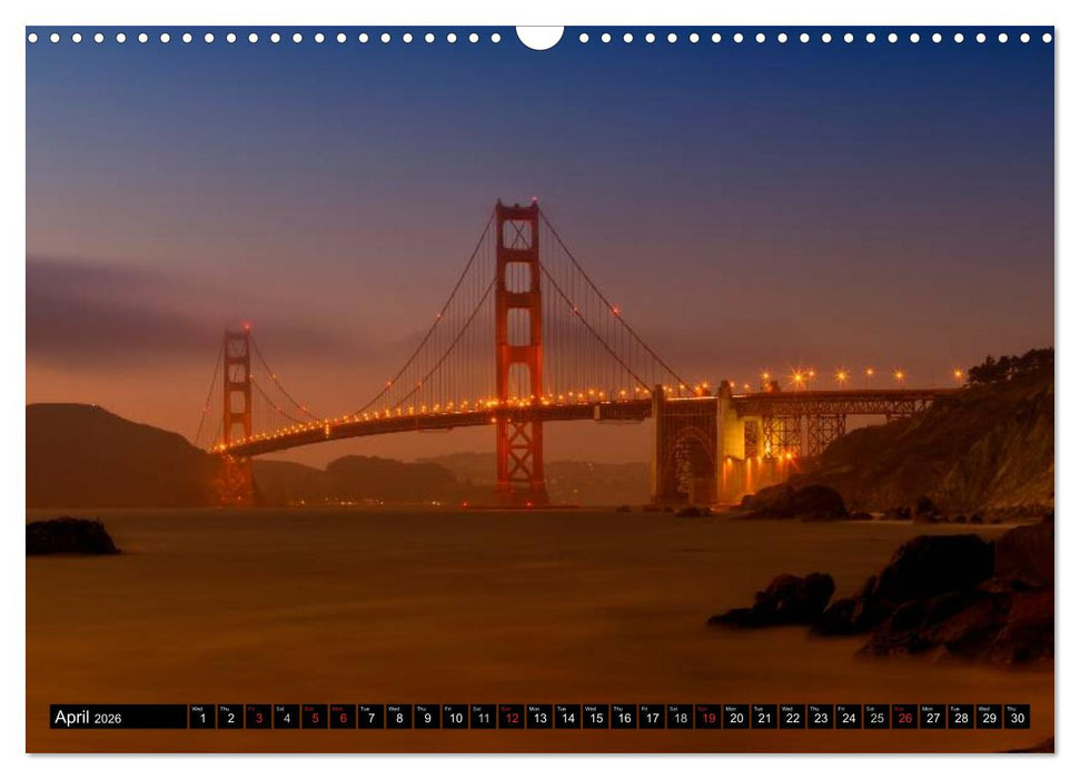GOLDEN GATE BRIDGE Fascinating San Francisco (CALVENDO Monthly Calendar 2026)