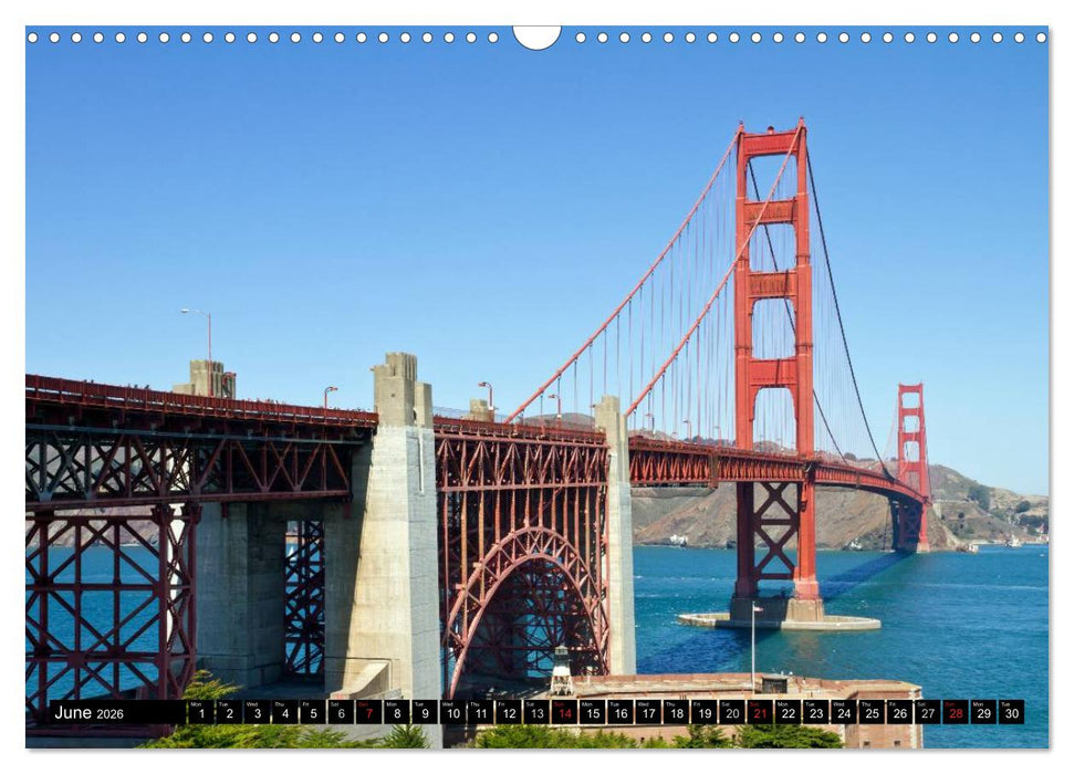 GOLDEN GATE BRIDGE Fascinating San Francisco (CALVENDO Monthly Calendar 2026)