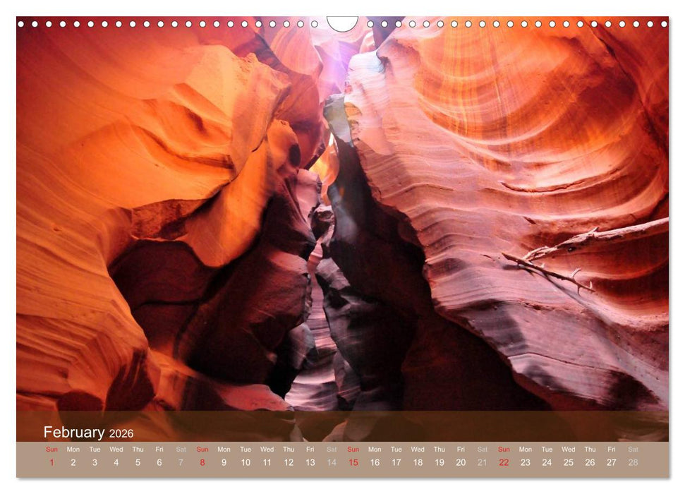 Lights and Colours of the Antelope Canyon (CALVENDO Monthly Calendar 2026)