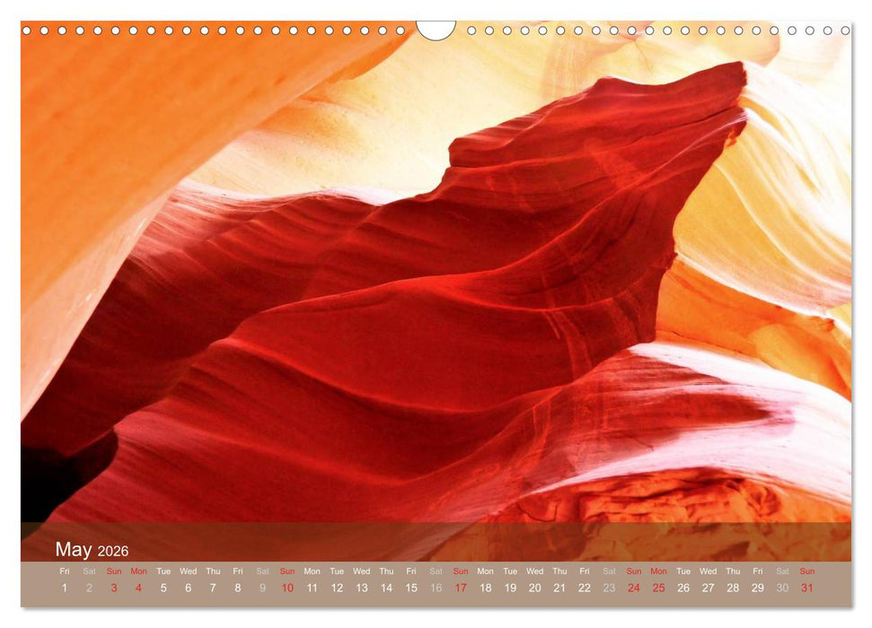 Lights and Colours of the Antelope Canyon (CALVENDO Monthly Calendar 2026)