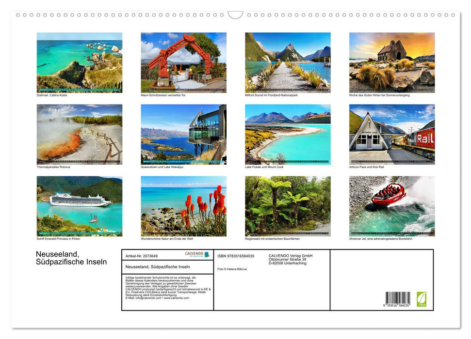 Neuseeland, Südpazifische Inseln (CALVENDO Wandkalender 2026)