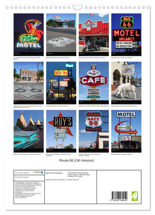Route 66 (UK-Version) (CALVENDO Monthly Calendar 2026)