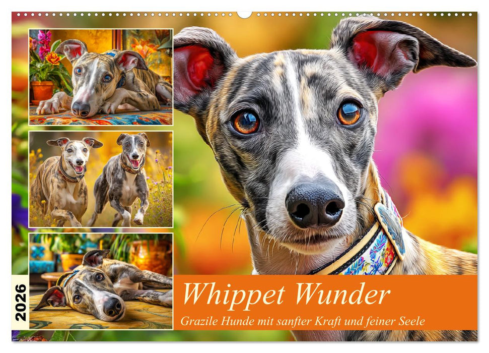 Whippet Wunder. Grazile Hunde mit sanfter Kraft und feiner Seele (CALVENDO Wandkalender 2026)