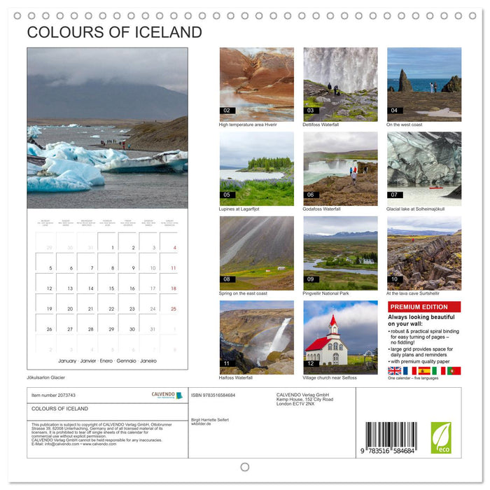 COLOURS OF ICELAND (CALVENDO Monthly Calendar 2026)