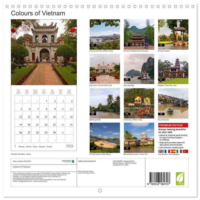 Colours of Vietnam (CALVENDO Monthly Calendar 2026)