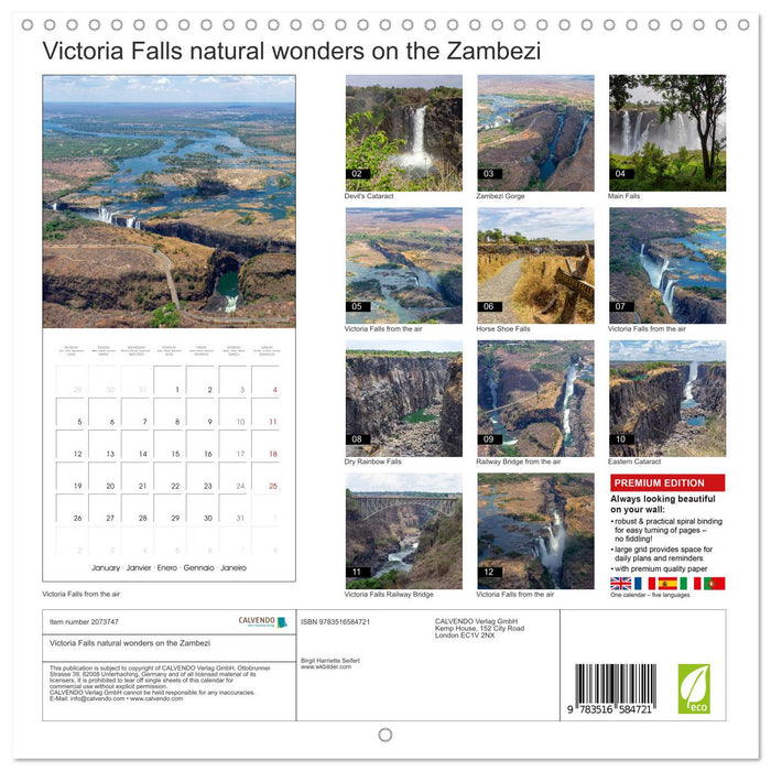 Victoria Falls natural wonders on the Zambezi (CALVENDO Monthly Calendar 2026)