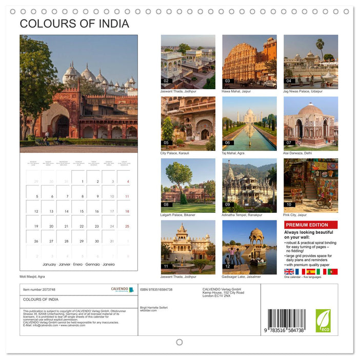 COLOURS OF INDIA (CALVENDO Monthly Calendar 2026)