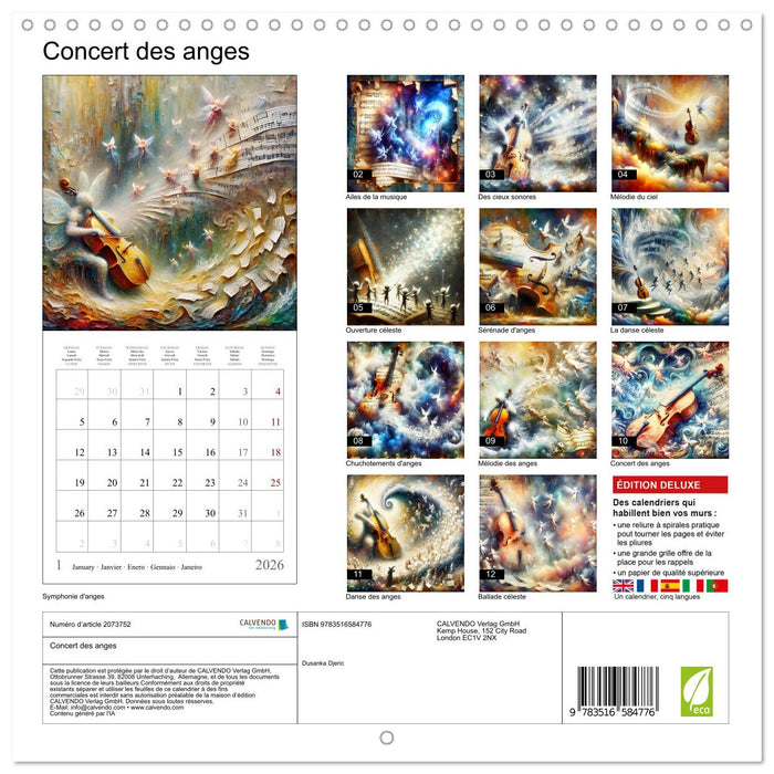 Concert des anges (CALVENDO Calendrier mensuel 2026)