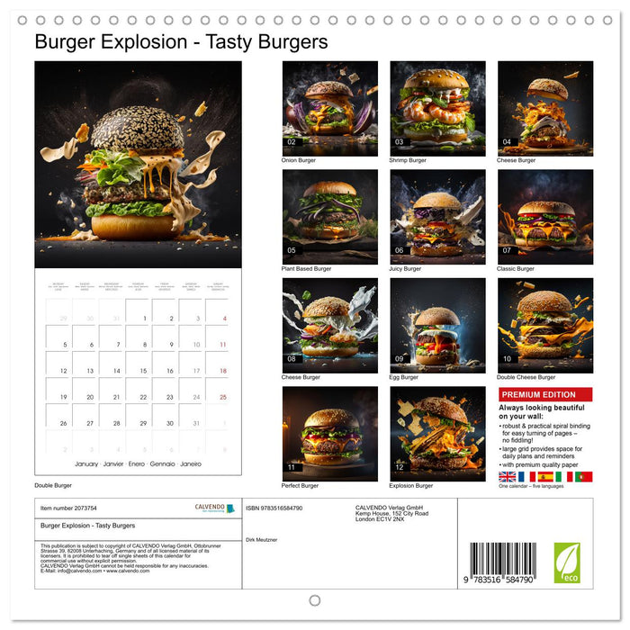 Burger Explosion - Tasty Burgers (CALVENDO Monthly Calendar 2026)