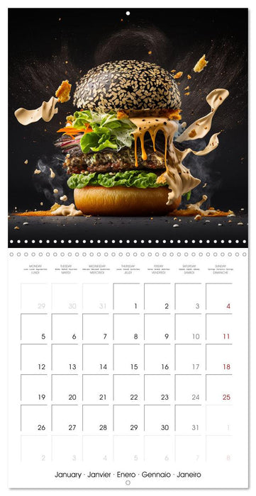 Burger Explosion - Tasty Burgers (CALVENDO Monthly Calendar 2026)