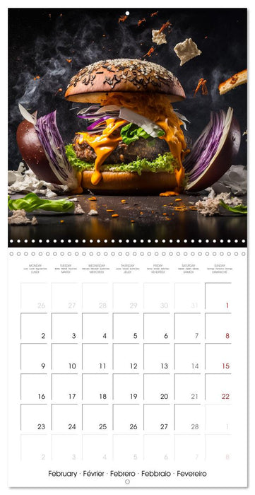 Burger Explosion - Tasty Burgers (CALVENDO Monthly Calendar 2026)